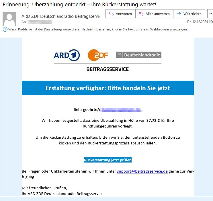 Phishing ARD ZDF Beitrag